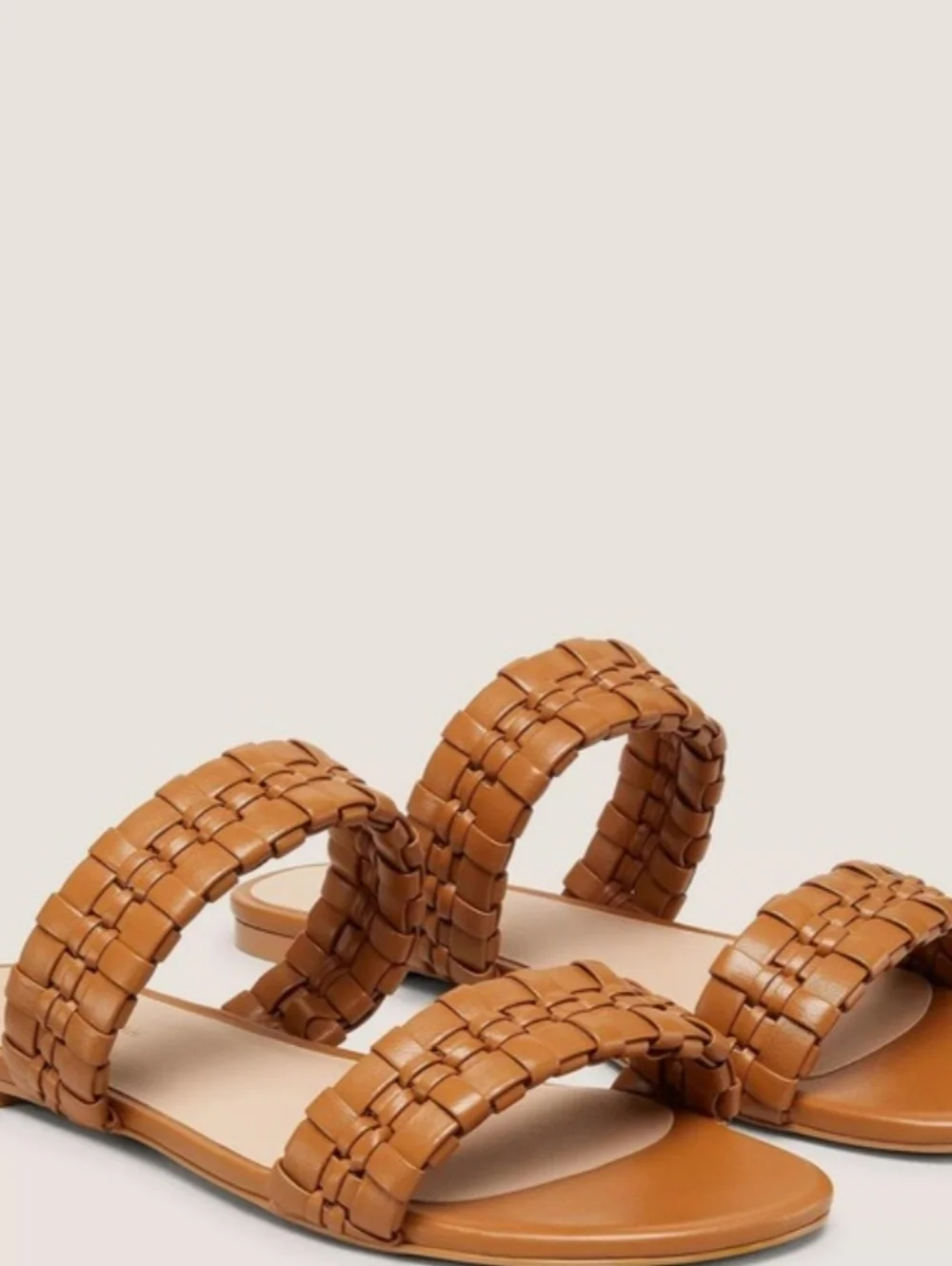 Stuart Weitzman Venice natural‎ woven Strap double strap band Slide flats size 9 - Picture 3 of 3